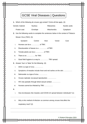 GCSE Biology - Viral Diseases Practice Questions