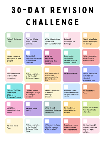 A Christmas Carol 30 Day Revision Challenge