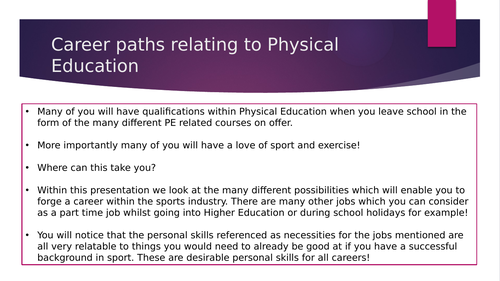 Physical Education related career pathways