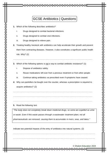 GCSE Biology - Antibiotics Practice Questions