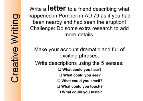 Letter from Pompeii Creative Writing Task
