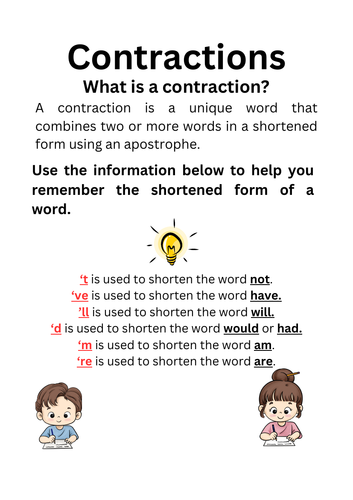 Contractions - Understanding Contractions and Worksheets