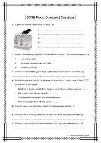 GCSE Biology - Protist Diseases Practice Questions