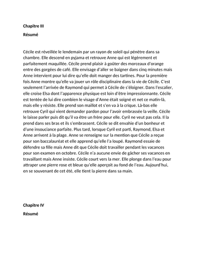 Mock Exam Revision: A LEVEL FRENCH: BONJOUR TRISTESSE | Teaching Resources