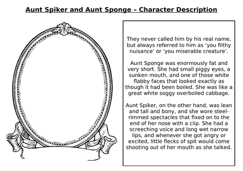 James and the Giant Peach - Aunts Sponge and Spiker Descriptions