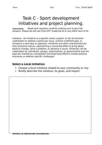 Unit 1 Sport development work booklet Task C Learning aim C: Investigate sport development in practi