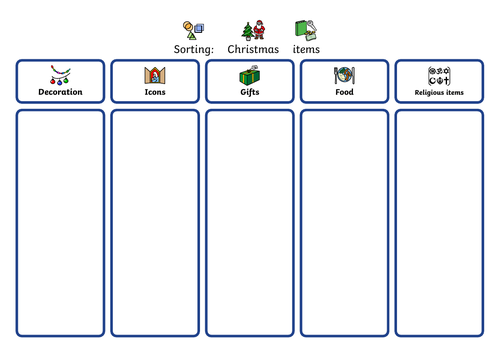 Christmas sorting activity