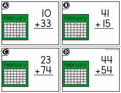 Leap Day Year 2024 2 Digit Addition without Regrouping
