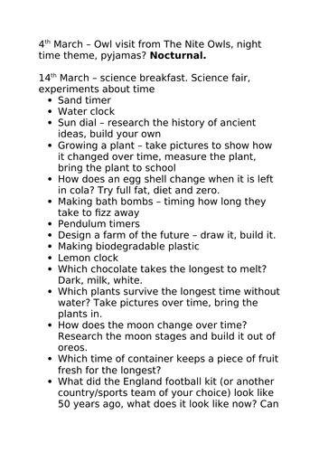 Science Week Plan Nursery & KS1 2024