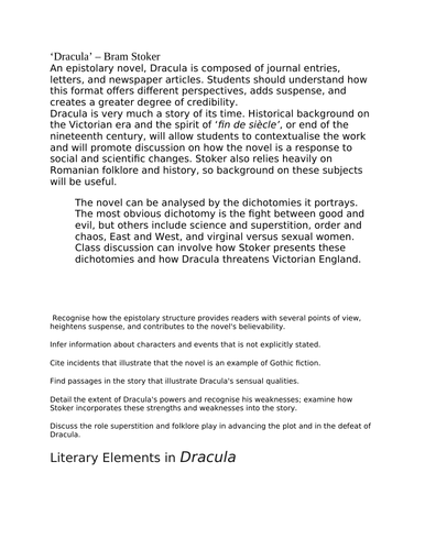 A LEVEL ENGLISH LITERATURE: ESSAY QUESTIONS ON "Dracula"