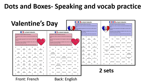 Dots and Boxes- Valentine's Day- French KS3