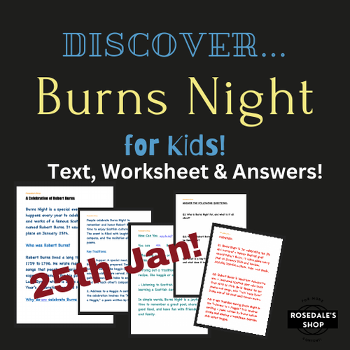 Burns Night Extravaganza: A Lesson in Scottish Culture: Text, Worksheet & Answers!