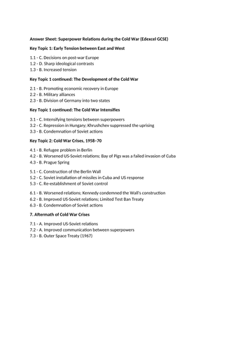 Superpower relations key topic one and two quiz