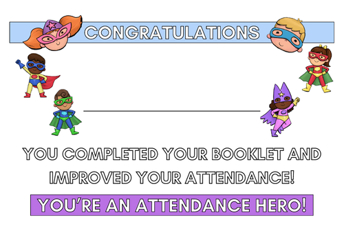 Attendance Hero Tracking Booklet and Certificate