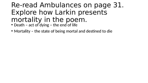 Larkin Essay Question on Ambulances
