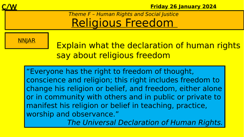 AQA Theme F - Religious Freedom