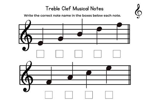 Treble Clef and Bass Clef Worksheet