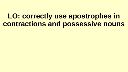 Apostrophes for possession lesson