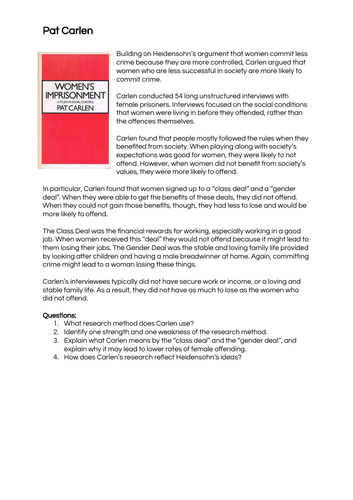 GCSE Sociology: Gender & Crime