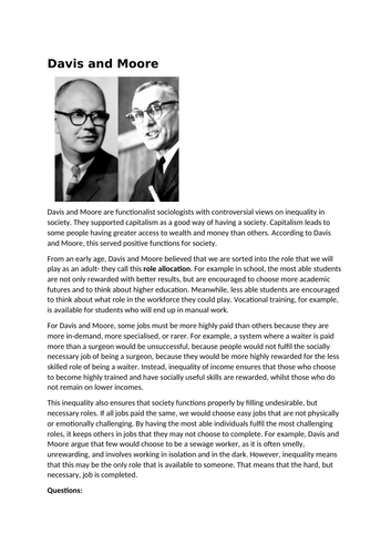 GCSE Sociology: Functionalism & Stratification