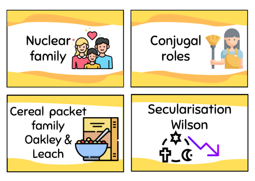 FLASH CARDS OCR Sociology Alevel Families and relationships