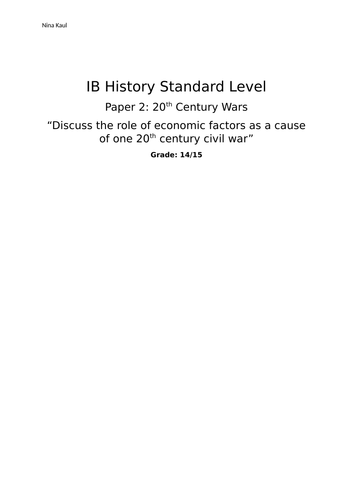 IB DP History Paper 2 sample / 20th Century Wars / Chinese Civil War