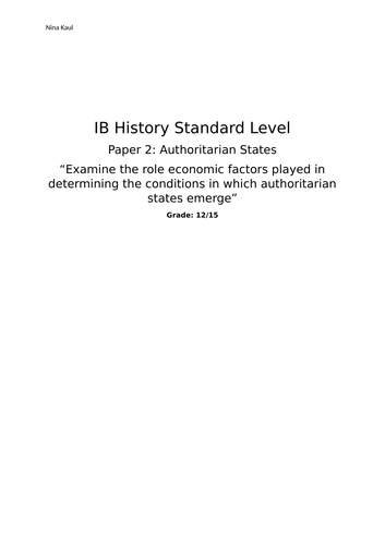 IB DP History Paper 2 Sample / Authoritarian States / Adolf Hitler & Mao Zedong