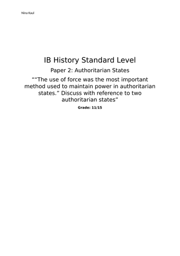 IB DP History Paper 2 Sample / Authoritarian States / Adolf Hitler & Mao Zedong