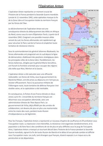 le régime de vichy worksheet- operation anton