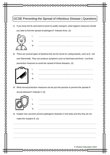 GCSE Biology - Preventing the Spread of Infectious Disease Practice Questions