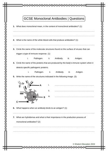 GCSE Biology - Monoclonal Antibodies Practice Questions