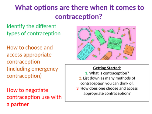 What are the options of contraception?