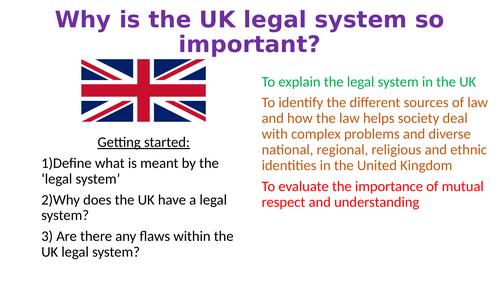 PSHE Why is the UK legal system so important?