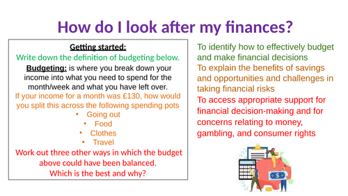 PSHE How do I look after my finances?