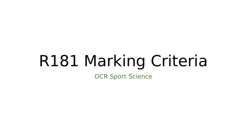 Sport Science OCR C NAT R181 Applying the Principles of Training