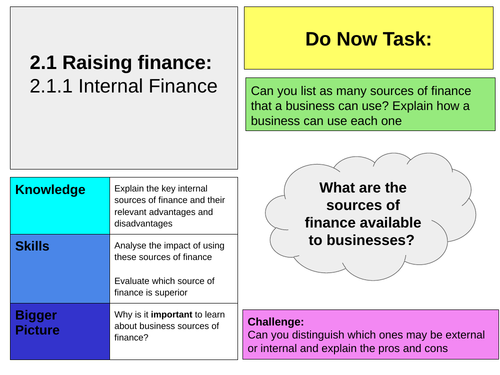 Edexcel A-Level Business - Theme 2 - 2.1.1 Internal Finance