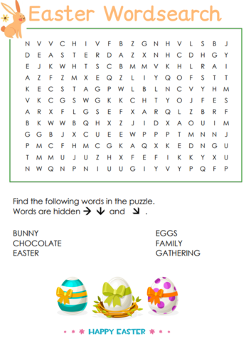 NEW! Easter Time Wordsearch KS1/2 + Answers