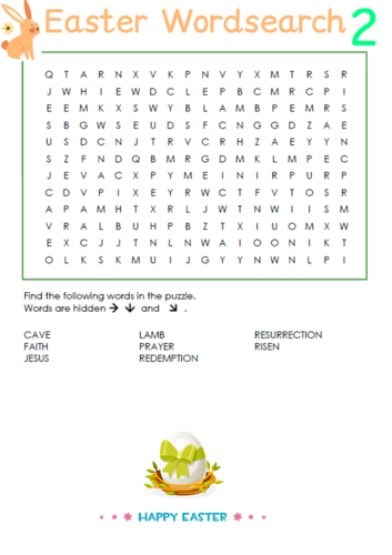 NEW! R.E. Easter Time Word Search
