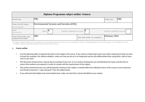 ESS Curriculum Overview/Plan 2024