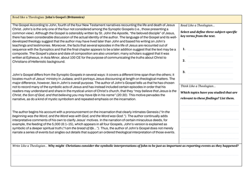 Cross-Curricular Literacy and Comprehension worksheets