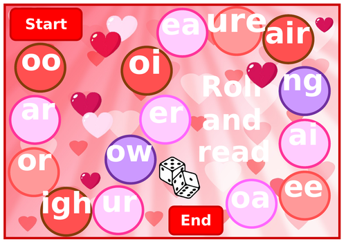 Phase 3 Roll and Read Valentines themed