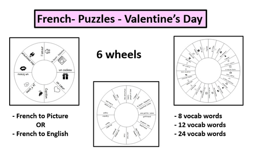 La Saint-Valentin- Wheel Puzzles- KS3 French