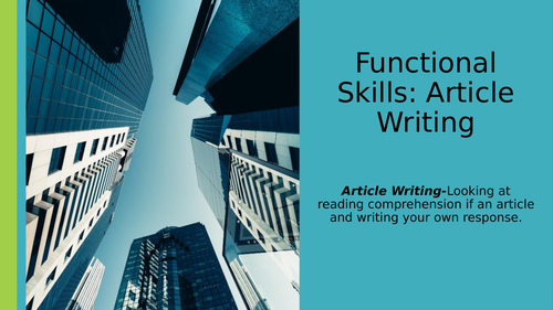 Functional Skills: Reading and Writing