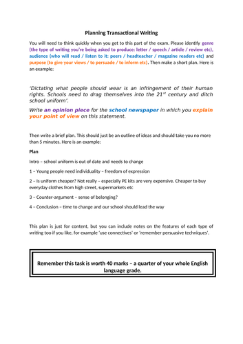 Planning Transactional Writing