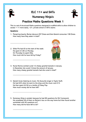 Week One - Maths Practice Questions