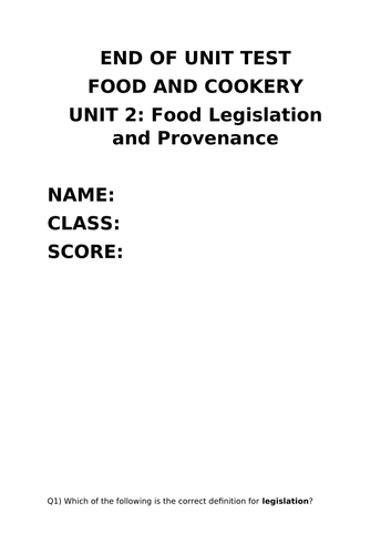 NCFE CA2 End of Unit Test