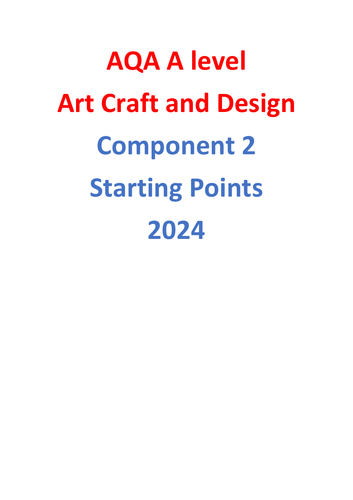 AQA A Level Art, Craft and Design. Component 2 Support 2024