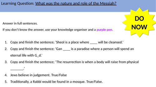 9.5 Nature & Role of the Messiah (AQA B Judaism)