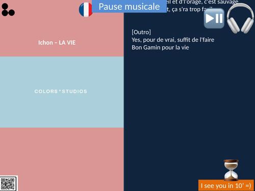 French popular song with scrolling lyrics