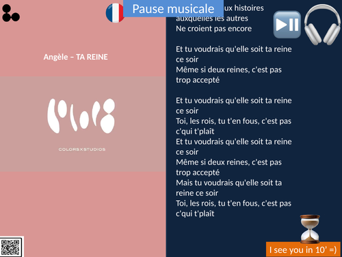 Music Video with scrolling lyrics - Angèle - Ta Reine